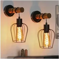 Nettlife Wandleuchte Holz Innen Wandlampe Vintage Schalter, mit Schalter, ohne Leuchtmittel, für Schlafzimmer Wohnzimmer Flur ein wunderbares Weihnachtsgeschenk