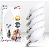 B.K.Licht LED-Leuchtmittel, E14, 5 St., Warmweiß, LED-Lampe Glühbirne 5 Watt 470 Lumen 3.000 Kelvin Energiesparlampe