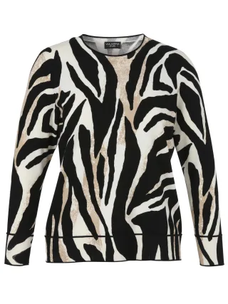 VIA APPIA DUE - Pullover mit Animal-Print schwarz - Gr. - 42