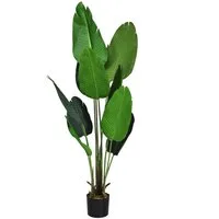 Kunstbaum, COSTWAY, Tropische Palme, mit Topf & 10 Blättern, 160cm