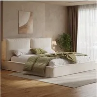 Flieks Polsterbett, Doppelbett 180x200cm mit Lattenrost & gepolstertem Kopfteil, Chenille