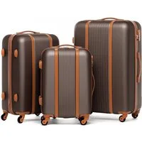 FERGÉ Kofferset Hartschale 3 teilig Koffer Set MILANO Coffee-Braun, 4 Rollen, (3er Kofferset stabil und leicht mit Zahlenschloß, 3 tlg., Hartschalen-Trolley Set 3 Größen Handgepäck Koffer M XL), Trolley 3er Koffer Set, Reisekoffer 4 Rollen, Premium R
