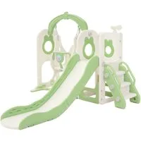 Joyz Rutsche Kinderrutsche 5 in 1 mit Schaukel Rutsche & Basketballkorb Spielplatz, Spielzeug Set für Kinder Spielgerüst ab 3 Jahren Grün Indoor Outdoor