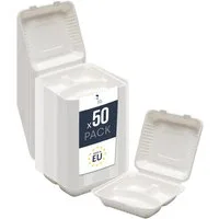 BENBOW Lunchbox Benbow Menüschale aus Zuckerrohr – Nachhaltig, Biologisch Abbaubar, Zuckerrohr, (50-tlg), Menüschale aus Zuckerrohr x50