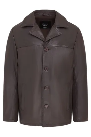 Braune Herren-Blazerjacke aus italienischem Leder mit 4 Knöpfen – Loxton