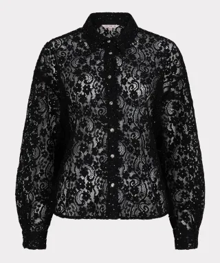 Esqualo - Spitzenbluse schwarz - Gr. - 36