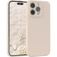 EAZY CASE Handyhülle für Apple iPhone 15 Pro Max Hülle Silikon 6,7 Zoll, Bumper Case Matt Slimcover Silikonschutzhülle elastisch Taupe / Beige