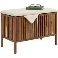 relaxdays Wäschetruhe aus Akazienholz mit Sitz