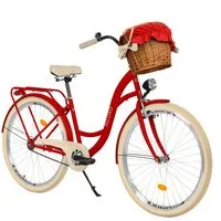 Milord Cityrad Milord City Fahrrad Weidenkorb Damenfahrrad, 28/26 Zoll, Rot, 1-Gang, 1 Gang, (Fahrradständer, Gepäckträger, Klingel, Korb, Kotflügel)