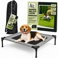 My Fellow Tierbett Hunde Relax-Liege 76 x 61 x 18 cm grau bis 30 kg für innen und außen, 70 % PVC, 30 % Polyester, außen 100 % Polyester, erhöht, luftdurchlässig, pflegeleicht, mit Tasche