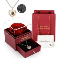 LuxusKollektion Geschenkbox Geschenkbox Ewige Rose Kette Rote Schachtel mit roter Rose