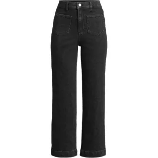 Soft Denim 7/8-Hose mit weitem Bein, Damen,  Schwarz, Baumwolle/Elasthan, by Lands' End