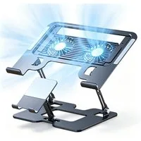 OYLCDI Laptop-Ständer Notebook-Kühler Verstellbarer Laptopständer Tablet-Halterung, (zusammenklappbar,mit Doppel-Lüfter und RGB-Beleuchtung, ergonomischer Notebook-Ständer, kompatibel mit Laptop, Tablet und Smartphone)