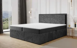 Boxspringbett Schlafzimmerbett HIDIS 140x200cm Stoff Vito Dunkelgrau