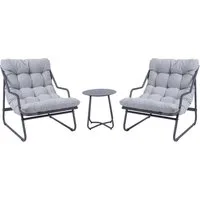 Koll Living Gartenlounge-Set Lara, Beige & Grau, 2x Gartensessel mit Beistelltisch, (2x Gartensessel & Tisch), UV- & witterungsbeständig, wasserabweisend
