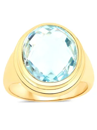 Vira Jewels Ring 925-Sterling Silber vergoldet Glänzend Blautopas beh.Blau