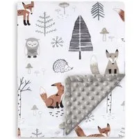 Einschlagdecke Babydecke Kinderdecke,weiche Plüsch-Minky-Decke mit doppellagiger, Forrlite, gepunkteter Rückseite für Kleinkinder, mit Waldmotiv,75 x 100 cm