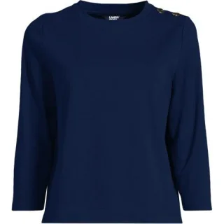 Shirt mit Schulterknöpfen für Damen, Damen, size: regular, Blau, Baumwolle, by Lands' End