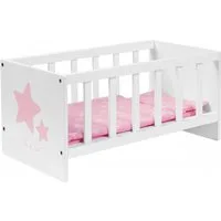 ELLA & PIET® Puppenbett SLEEPY mit Sternchen aus Holz (Weiß-Rosa), Holzpuppenbett