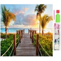 HURTNET Malen nach Zahlen Diamantmalerei Set 30x40 cm 5D Sonnenuntergang DIY Mosaik (Diamond Painting Set 5D 30x40 cm DIY Mosaik Bastelset, Diamantstickerei Set 30x40 cm Sonnenuntergang Komplettset DIY), Selbstklebend Komplettset 5D Diamanten Leinwan