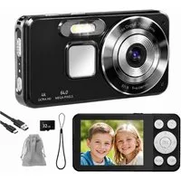 XEOOCE Digitalkamera 4K 64MP 2,8 Zoll LCD 18x Zoom Vlog Kamera Kompaktkamera (64 MP, 32-GB-SD-Karte, Transporttasche, USB-C-Kabel)