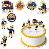 Festivalartikel Tortenstecker Feuerwehrmann Sam Topper Set 8 Stk Geburstag Torten Deko Kuchen Junge