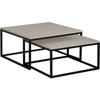 MIRJAN24 Couchtisch Dual (2er-Set), Vierkantrohrrahmen aus Stahl, schwarz pulverbeschichtet