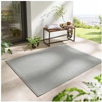 TaraCarpet Teppich Regina Teppich aus robustem Flachgewebe für In und Outdoor, rechteckig, Höhe: 7 mm, Küche Wohnzimmer Terrasse Garten Balkon uni grau 80x150