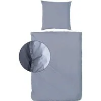 H.G. Hahn Haustextilien Bettwäsche Vario Bettwäsche Renforce Stone washed denim 135 x
