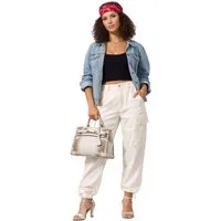Polo Ralph Lauren Cargohose Damen Maulbeerseide Seiden-Leinen Hose Utility Slim fit Mid-Rise Schnitt, Gürtelschlaufen, Reißverschluss mit Knopfverschluss