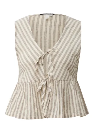 qs - Bluse braun/creme - Gr. - 34