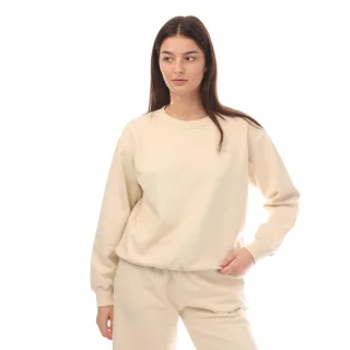 Off White Diagonal Regular Rundhals-Sweatshirt für Damen in Beige