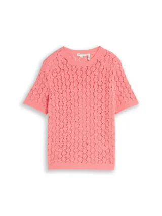 Tom Tailor - Kurzarm Strickpullover soft fuchsia pink - Gr. - XL