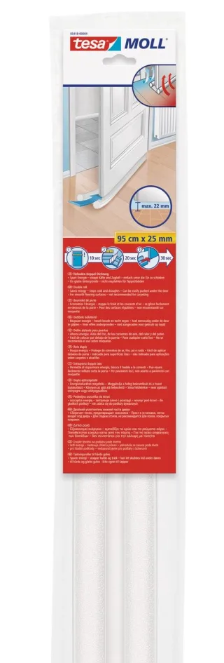 TESA tesamoll Zugluftstopper für glatte Böden, 25 mm x 0,95 m, weiß