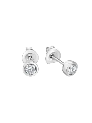 Zeeme Basic Ohrstecker Silber 925 rhodiniert mit Zirkonia weiß 4mm