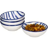 Ritzenhoff & Breker Servierschale 4er Set Schale flach 8cm Streifen Seaside - Ritzenhoff 270273, Porzellan