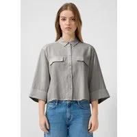 QS Kurzarmbluse Bluse Leinenmix-Bluse