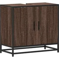 vidaXL Badezimmerspiegelschrank Waschbeckenunterschrank Braun Eichen-Optik 65x33x60 cm (1-St)