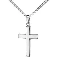 JEVELION Kreuzkette Kreuzanhänger 925 Silber - Made in Germany (Silberkreuz, für Damen und Herren), Mit Silberkette 925 - Länge wählbar 36 - 70 cm oder ohne Kette.