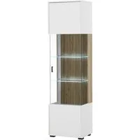 Furn.Design Glasvitrine Merced (Vitrine in weiß mit Eiche, 48 x 180 cm) Soft-Close