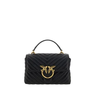 PINKO Schwarze Kalbsleder Bos Taurus Handtasche