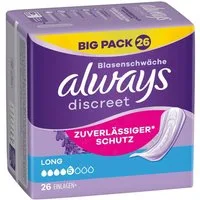 always Inkontinenz-Einlage Discreet + Long, 5, 26-St., Saugstärke 5 - stärkere Blasenschwäche