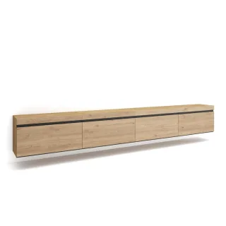 Skraut Home Lowboard,, Eiche, Holzwerkstoff, Rechteckig,Rechteckig, 320x45x35 cm, Wohnzimmer, Wohnwände, Lowboards, Lowboards stehend