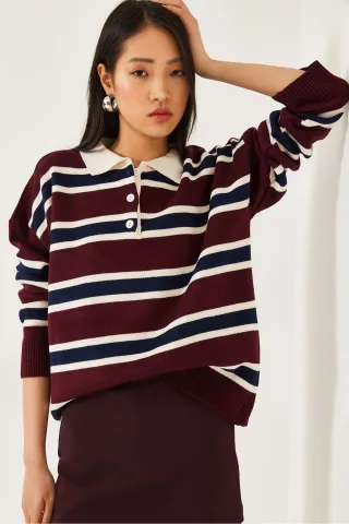 Polo-Kragen Strickpullover