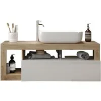 welltime Waschtisch Hamburg, 1 Schubkasten, Breite 110 cm, Soft-Close, inkl. Keramik-Aufsatzbecken