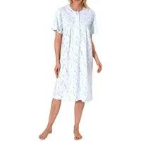 Normann Nachthemd Elegantes frauliches Damen kurzarm Nachthemd mit Knopfleiste am Hals