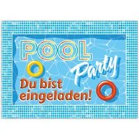 LIMONIA Einladungskarten Pool Party Einladungen zum Kindergeburtstag Karten Schwimmbad blau, süße Einladungskarten Pool Party zum Geburtstag See Bad