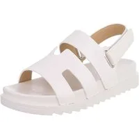 Ital-Design Bequeme Damen Sandalen mit verstellbarem Riemen Riemchensandalette (91512326) Keilabsatz/Wedge Keilsandaletten in Weiß