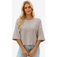 Imily Bela Strickjacke Damen Kurze Strickjacke (Packung, 1-tlg., 1per-Pack) mit Knöpfen