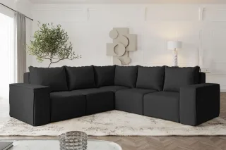 Ecksofa Designersofa ESTELLE in Stoff Opera Velvet Schwarz Seite Universal